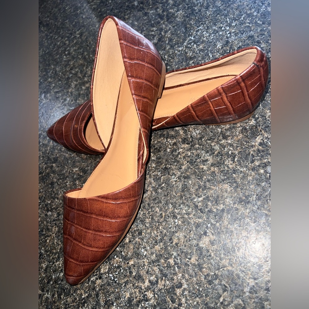 J Crew Zoe Crocodile Embossed D’Orsay Flat